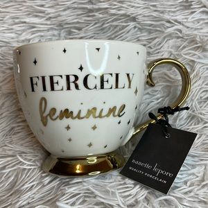 “FIERCELY Feminine” White & Gold Coffee Mug